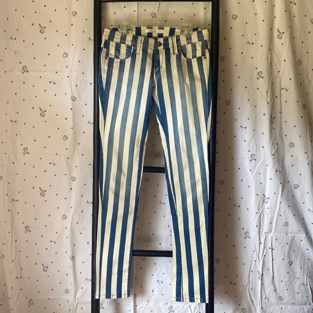 Frankie B. Striped, Denim, Low-rise, Pants